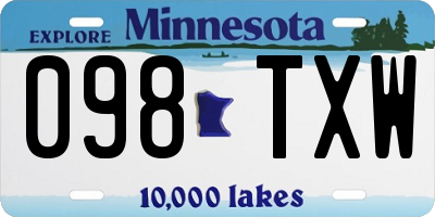 MN license plate 098TXW