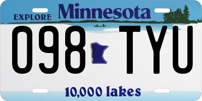 MN license plate 098TYU