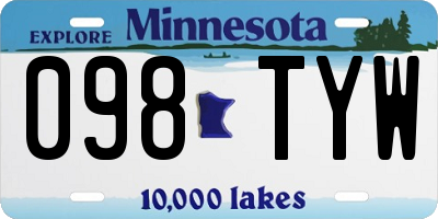 MN license plate 098TYW