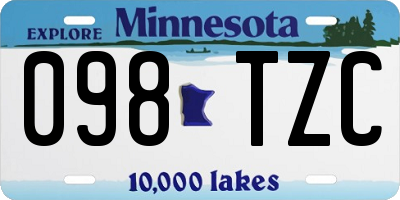 MN license plate 098TZC