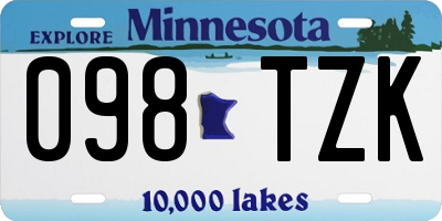 MN license plate 098TZK