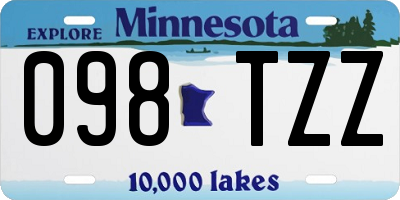 MN license plate 098TZZ