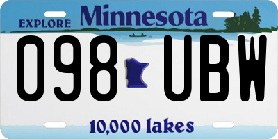 MN license plate 098UBW