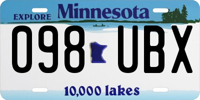 MN license plate 098UBX