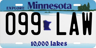 MN license plate 099LAW