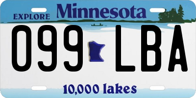 MN license plate 099LBA