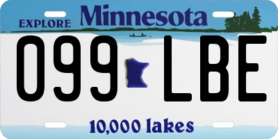 MN license plate 099LBE