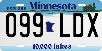 MN license plate 099LDX
