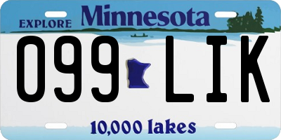 MN license plate 099LIK