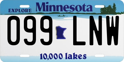 MN license plate 099LNW