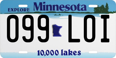 MN license plate 099LOI