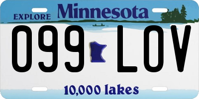 MN license plate 099LOV