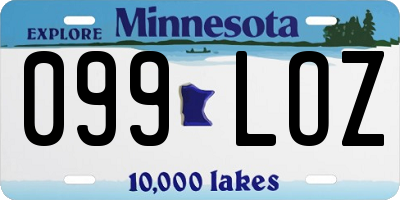 MN license plate 099LOZ