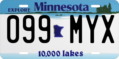MN license plate 099MYX