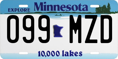MN license plate 099MZD