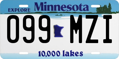 MN license plate 099MZI