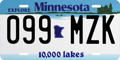 MN license plate 099MZK