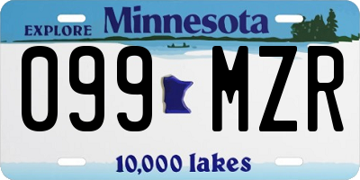 MN license plate 099MZR