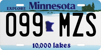 MN license plate 099MZS