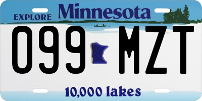 MN license plate 099MZT