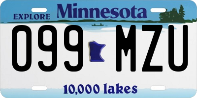 MN license plate 099MZU