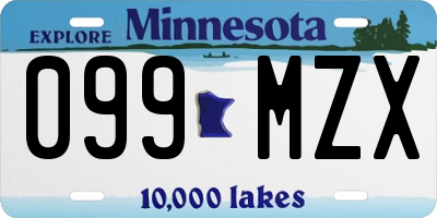 MN license plate 099MZX