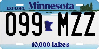 MN license plate 099MZZ
