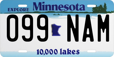 MN license plate 099NAM