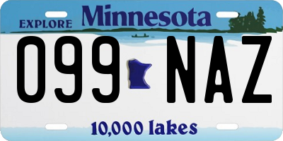 MN license plate 099NAZ