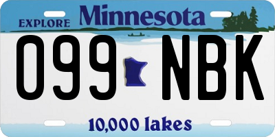 MN license plate 099NBK
