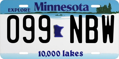 MN license plate 099NBW