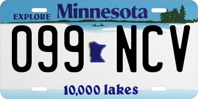 MN license plate 099NCV