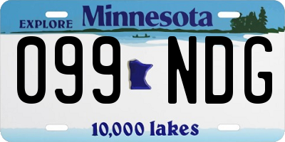 MN license plate 099NDG