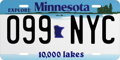 MN license plate 099NYC