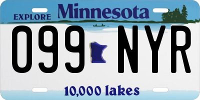 MN license plate 099NYR