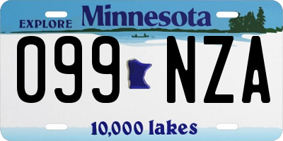 MN license plate 099NZA
