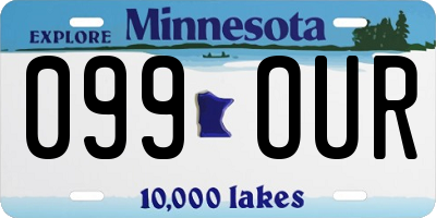MN license plate 099OUR