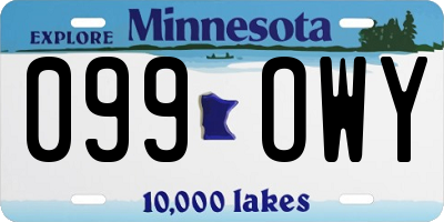 MN license plate 099OWY