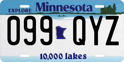 MN license plate 099QYZ