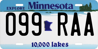 MN license plate 099RAA