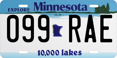 MN license plate 099RAE