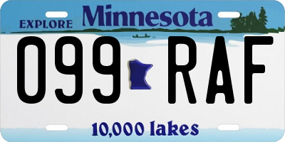 MN license plate 099RAF