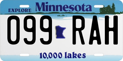 MN license plate 099RAH