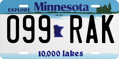 MN license plate 099RAK