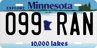 MN license plate 099RAN