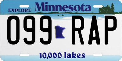MN license plate 099RAP