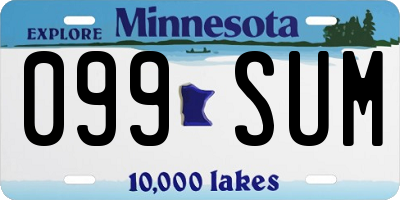 MN license plate 099SUM