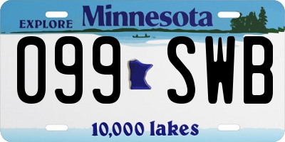 MN license plate 099SWB