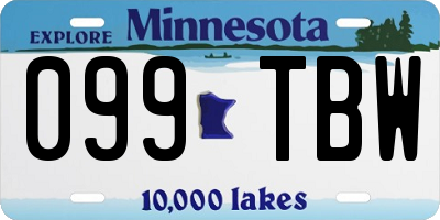 MN license plate 099TBW