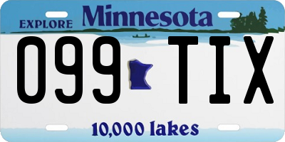 MN license plate 099TIX